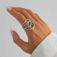 Thumbnail for Geometric Chunky Gold Silver Tone Hollow Ring - ArtGalleryZen