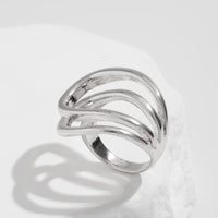 Thumbnail for Geometric Chunky Gold Silver Tone Hollow Ring - ArtGalleryZen