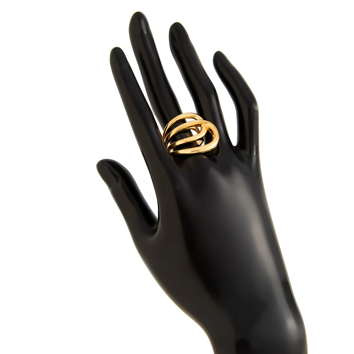 Geometric Chunky Gold Silver Tone Hollow Ring - ArtGalleryZen