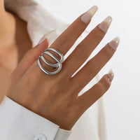 Thumbnail for Geometric Chunky Gold Silver Tone Hollow Ring