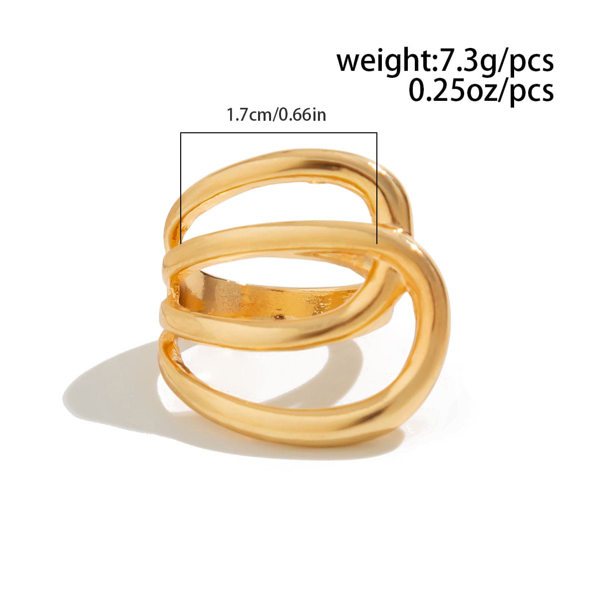 Geometric Chunky Gold Silver Tone Hollow Ring