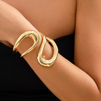 Thumbnail for Geometric Chunky Gold Silver Tone Irregular Hoop Bangle Bracelet - ArtGalleryZen