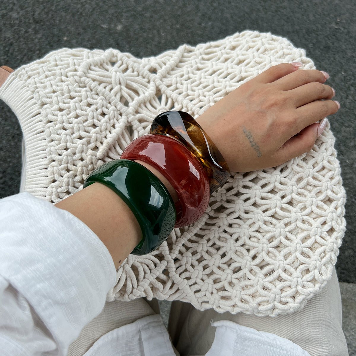 Geometric Chunky Gradient Resin Bangle Bracelet - ArtGalleryZen