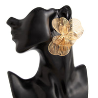 Thumbnail for Geometric Chunky Hollow Ginkgo Leaf Earrings - ArtGalleryZen