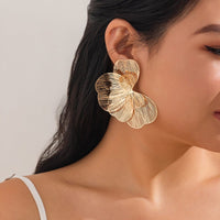 Thumbnail for Geometric Chunky Hollow Ginkgo Leaf Earrings