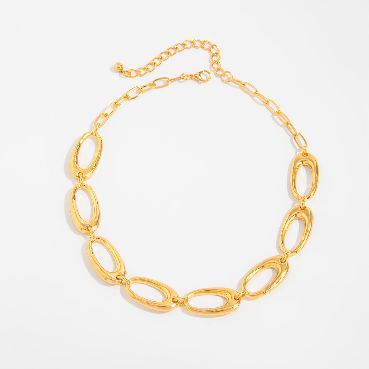 Geometric Chunky Hoop Cable Chain Choker Necklace Bracelet - ArtGalleryZen