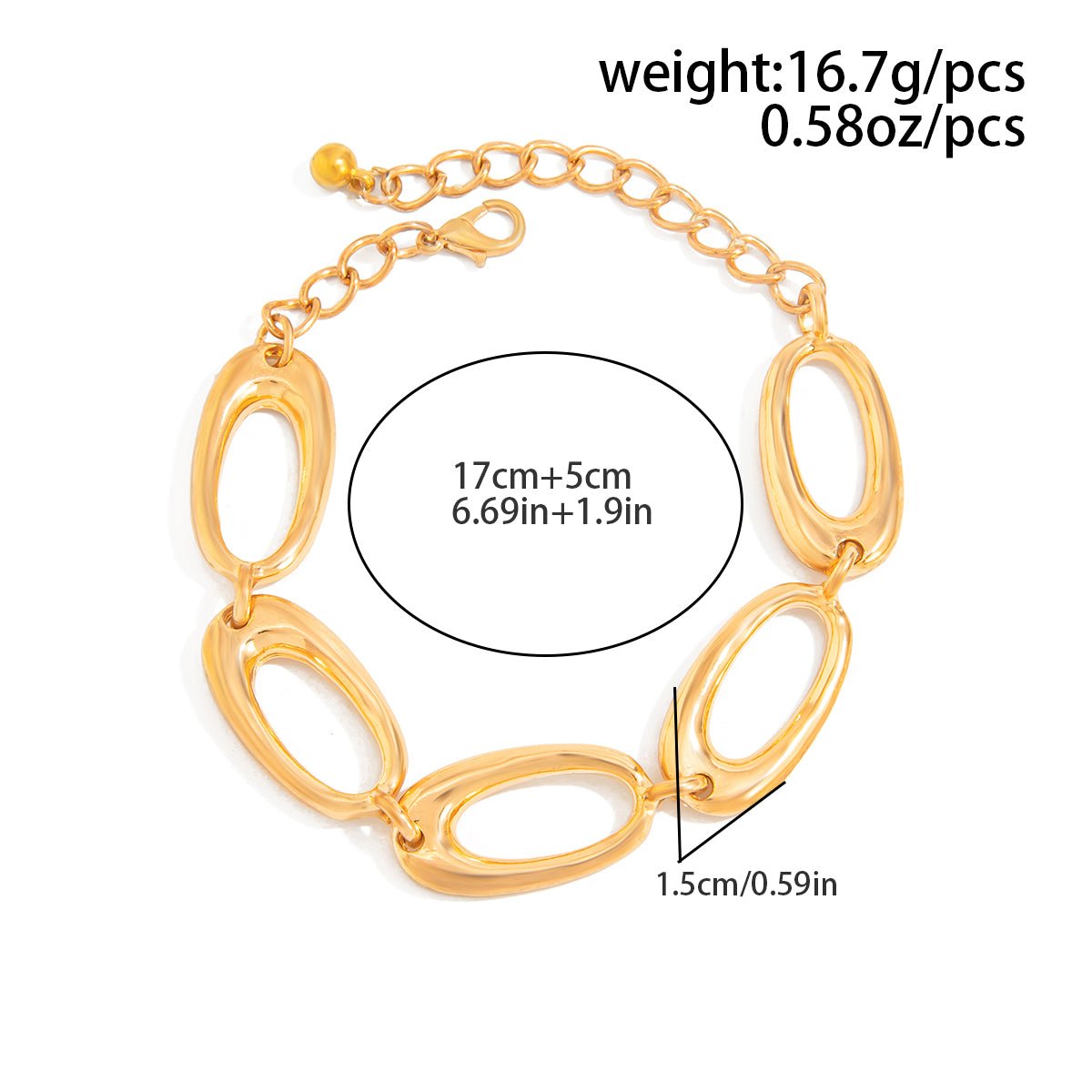 Geometric Chunky Hoop Cable Chain Choker Necklace Bracelet - ArtGalleryZen