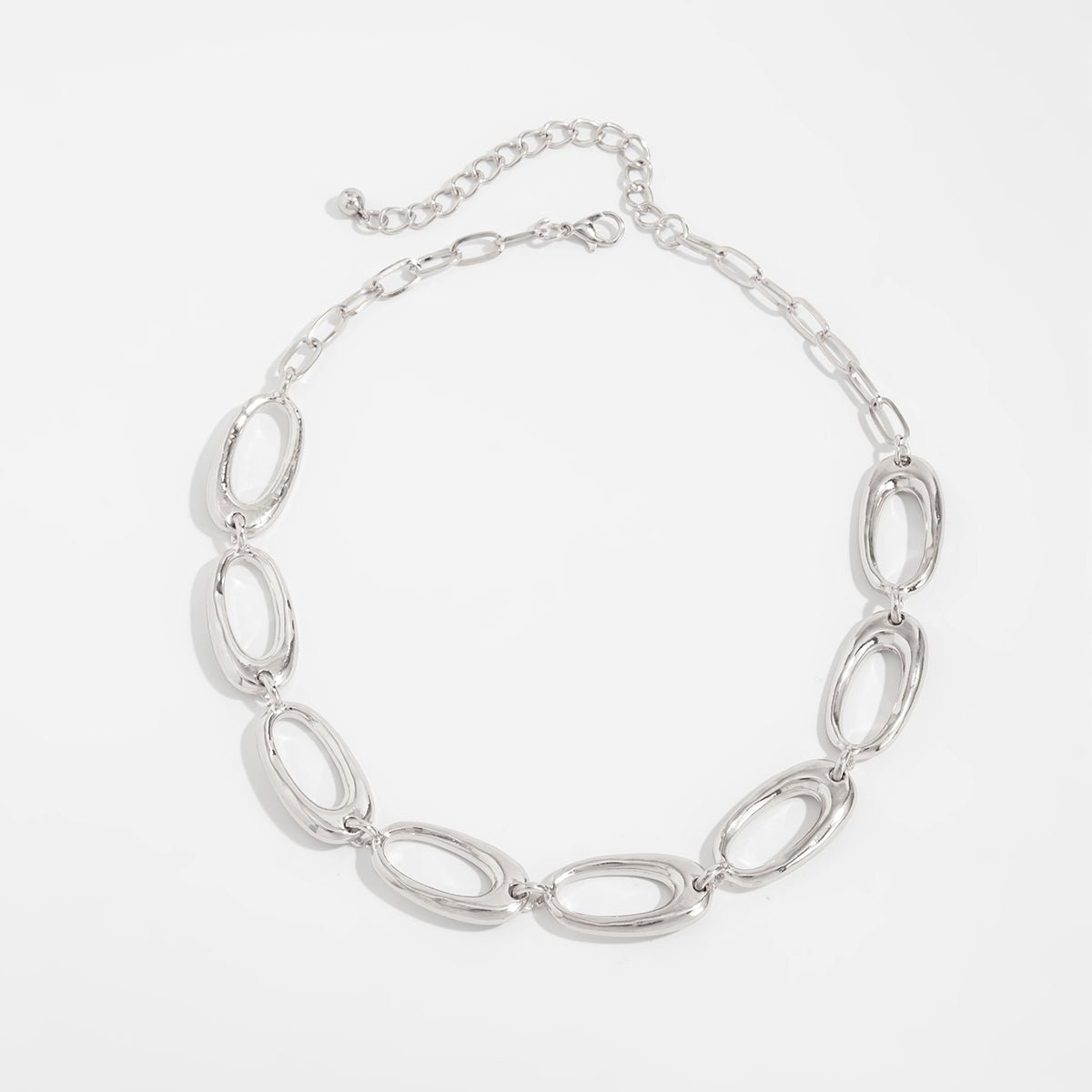 Geometric Chunky Hoop Cable Chain Choker Necklace Bracelet - ArtGalleryZen