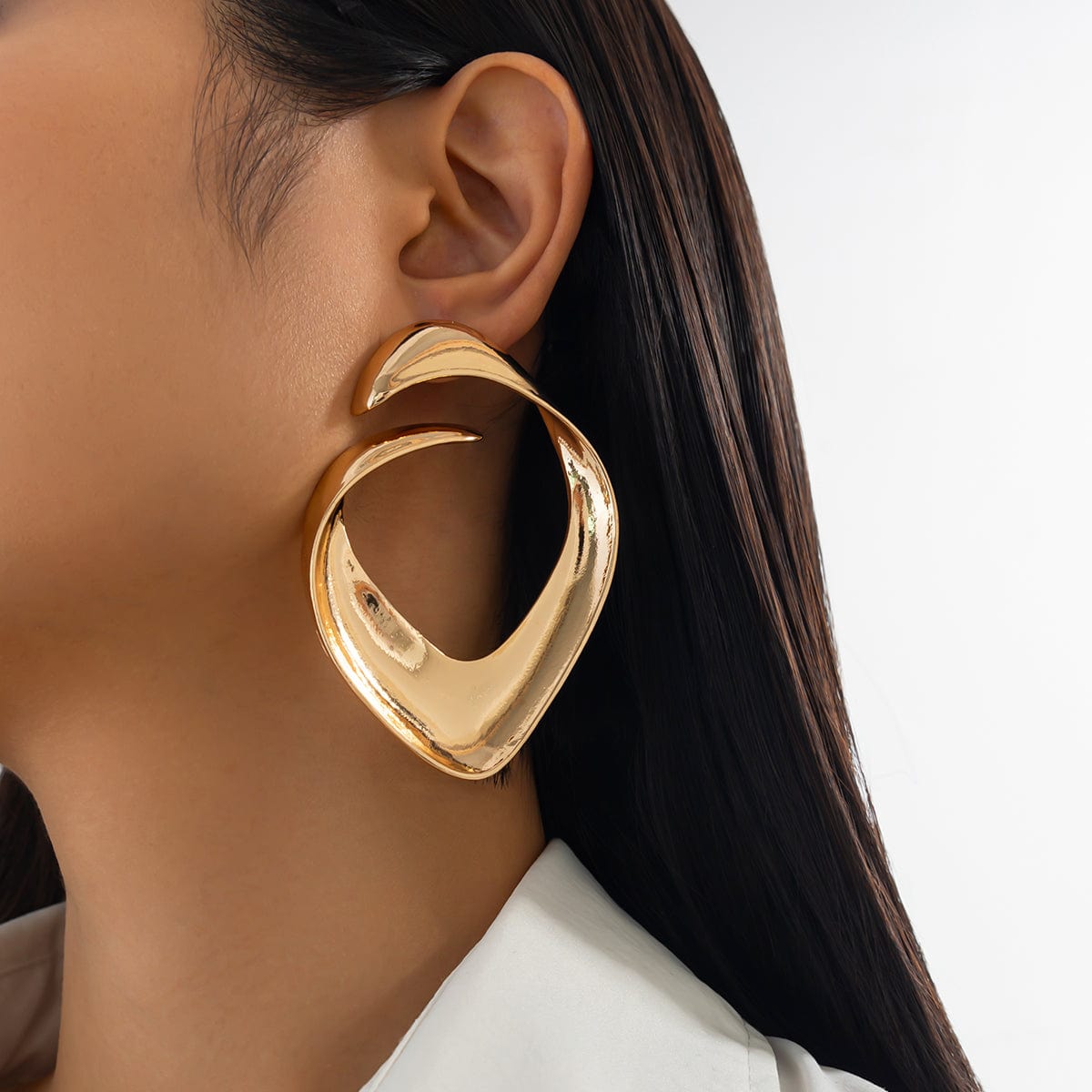 Geometric Chunky Irregular Curl Stud Earrings - ArtGalleryZen