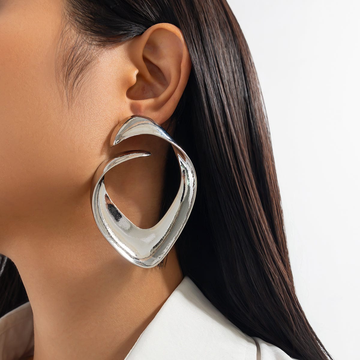 Geometric Chunky Irregular Curl Stud Earrings - ArtGalleryZen