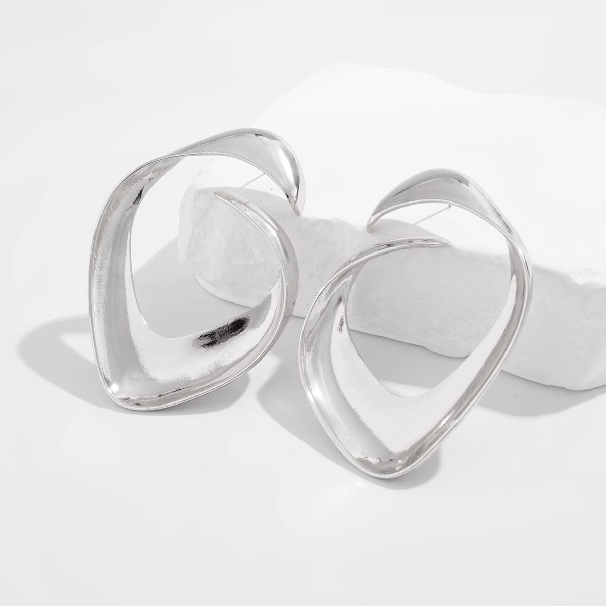 Geometric Chunky Irregular Curl Stud Earrings - ArtGalleryZen