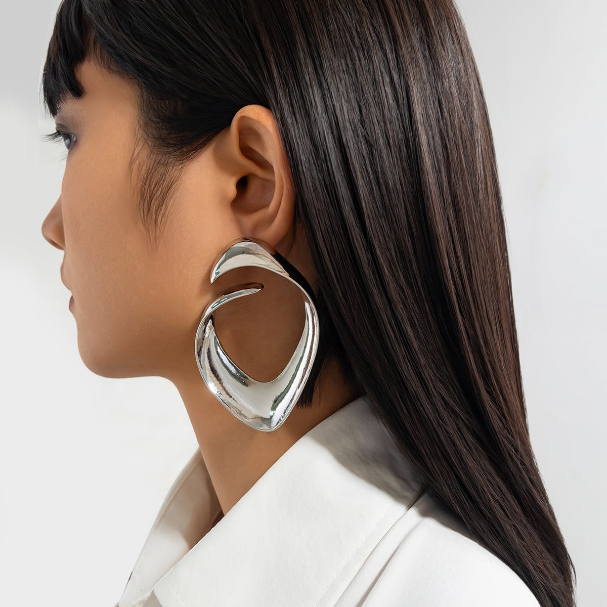 Geometric Chunky Irregular Curl Stud Earrings - ArtGalleryZen