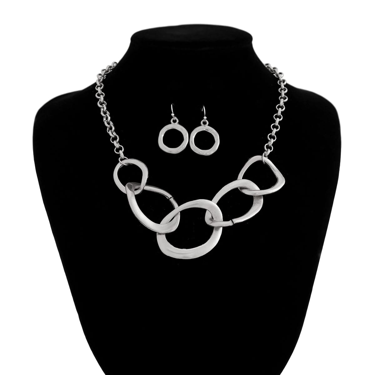 Geometric Chunky Irregular Hoop Earrings Necklace Set