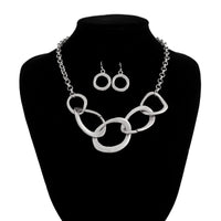 Thumbnail for Geometric Chunky Irregular Hoop Earrings Necklace Set