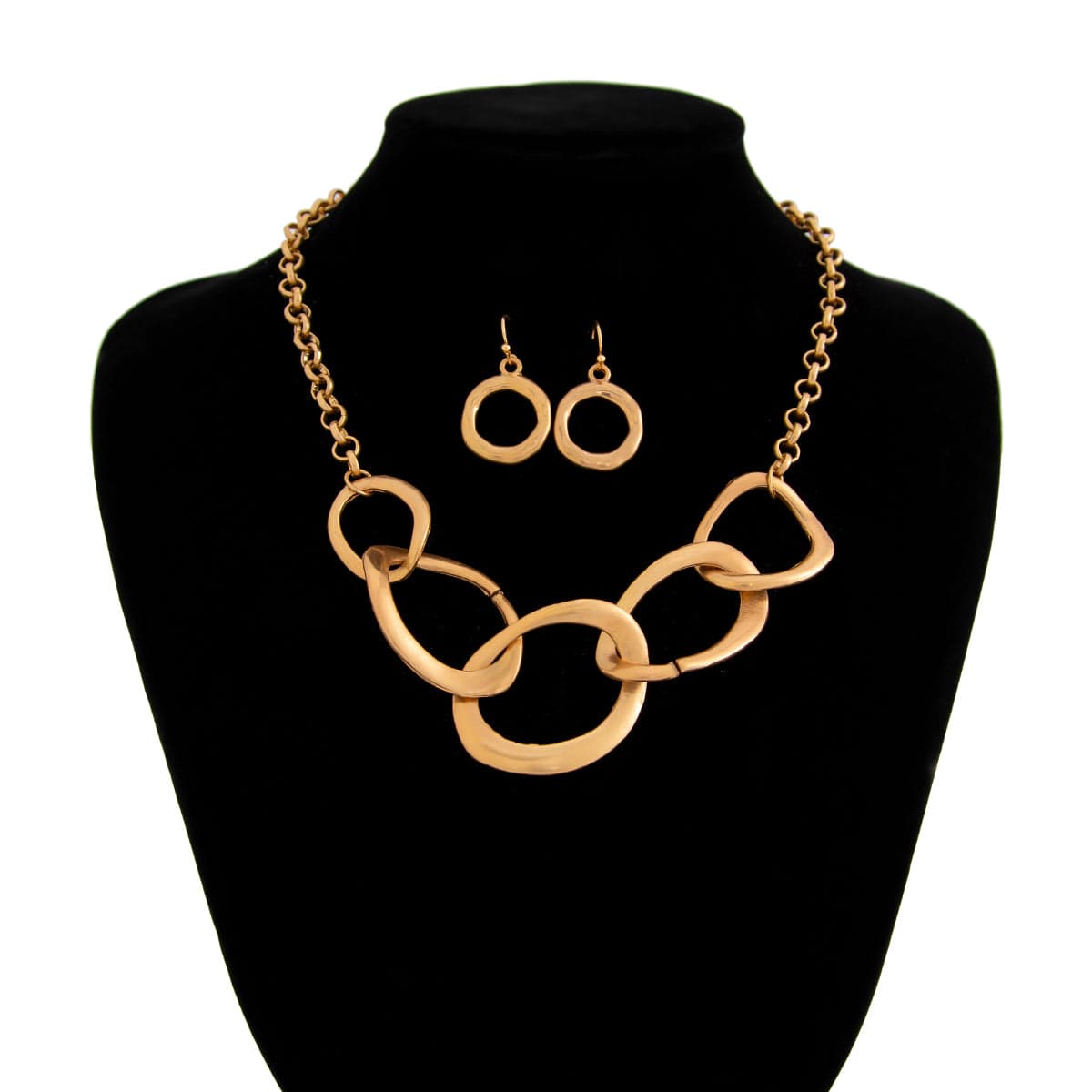 Geometric Chunky Irregular Hoop Earrings Necklace Set