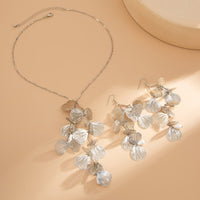 Thumbnail for Geometric Chunky Leaf Pendant Y Necklace Earrings Set - ArtGalleryZen