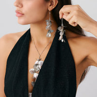 Thumbnail for Geometric Chunky Leaf Pendant Y Necklace Earrings Set - ArtGalleryZen