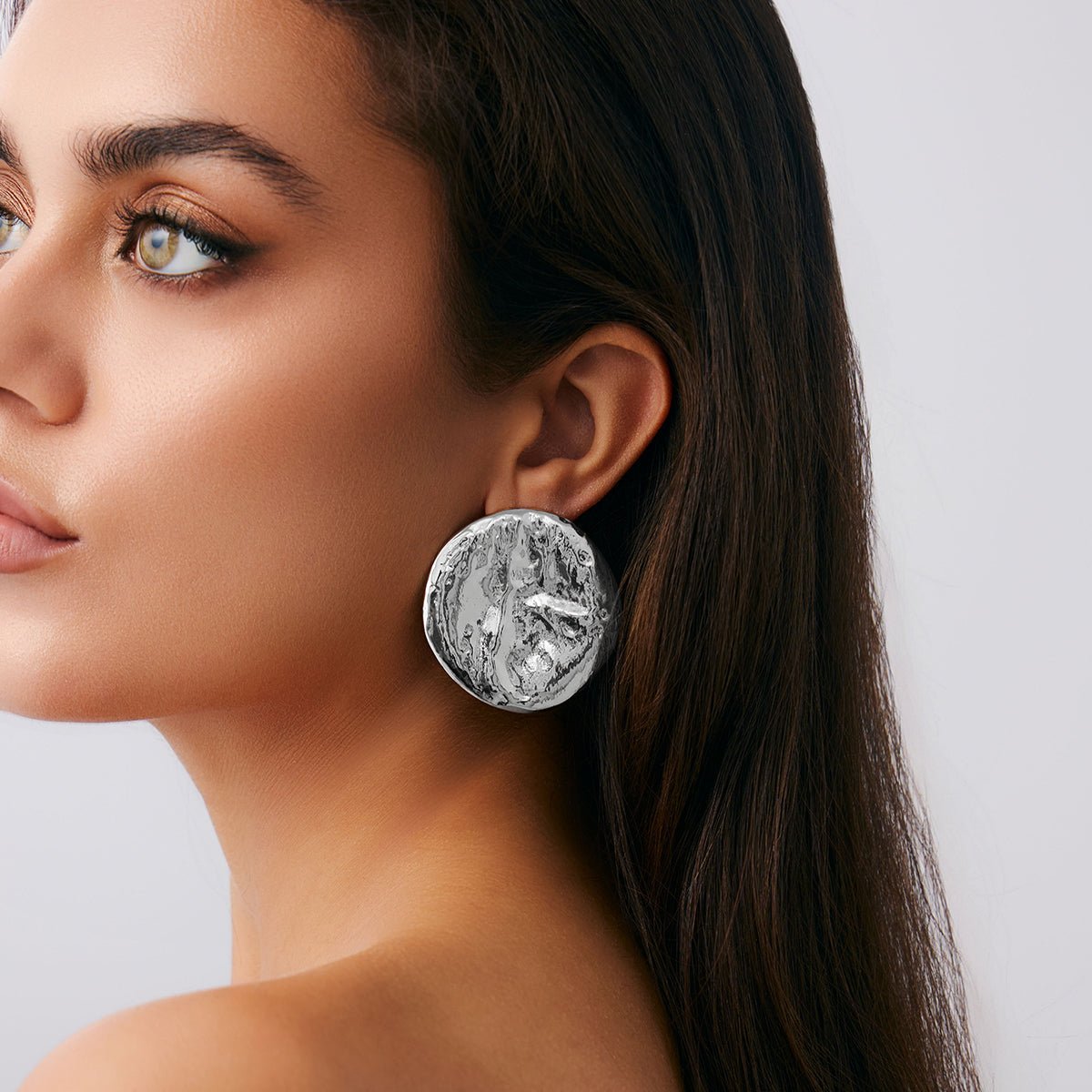 Geometric Chunky Moon Stud Earrings - ArtGalleryZen