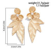 Thumbnail for Geometric Chunky Pearl Floral Dangling Leaf Earrings