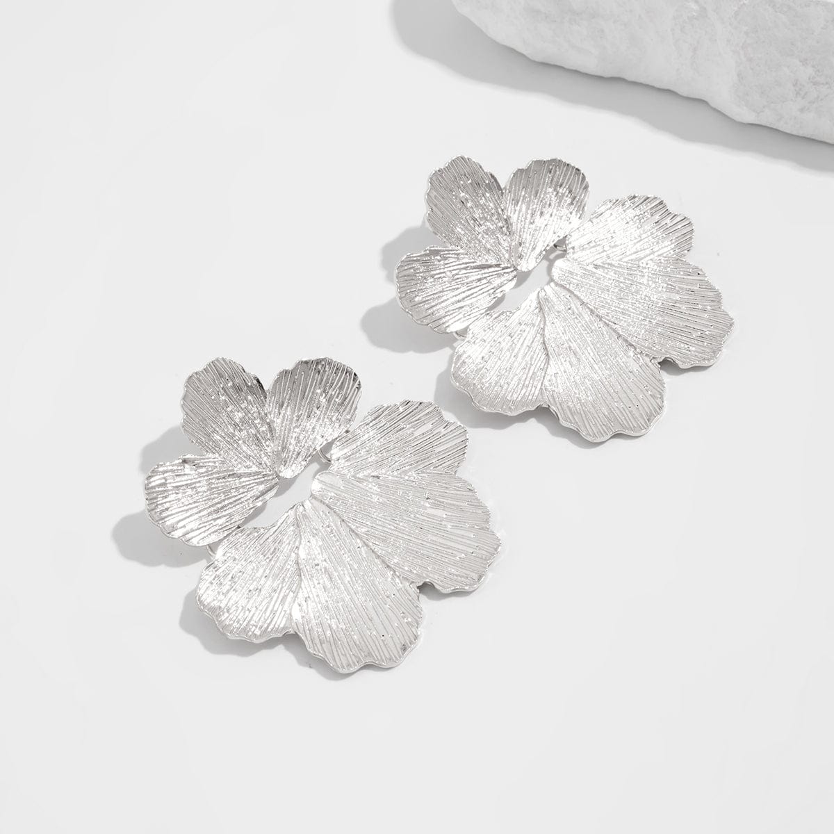 Geometric Chunky Petal Dangle Flower Earrings - ArtGalleryZen