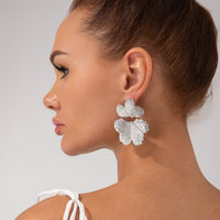 Thumbnail for Geometric Chunky Petal Dangle Flower Earrings - ArtGalleryZen