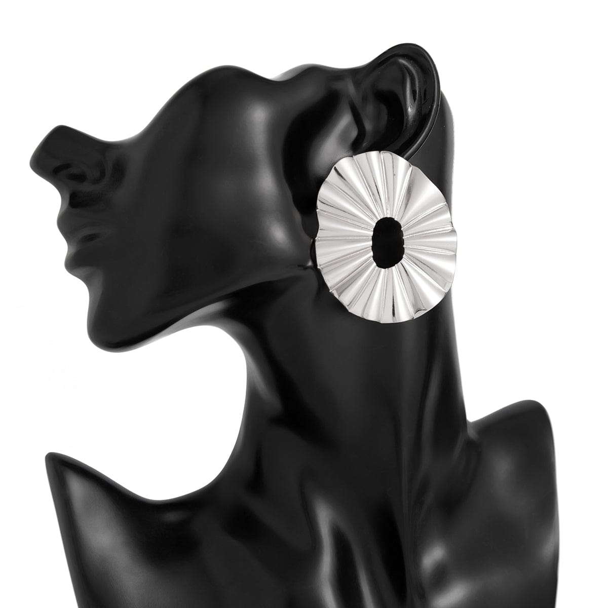 Geometric Chunky Pleated Hoop Stud Earrings - ArtGalleryZen