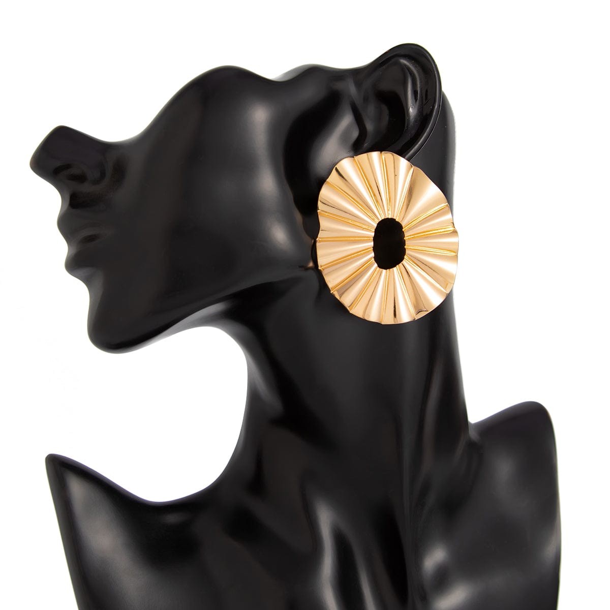 Geometric Chunky Pleated Hoop Stud Earrings - ArtGalleryZen