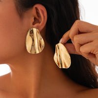 Thumbnail for Geometric Chunky Pleated Oval Earrings - ArtGalleryZen