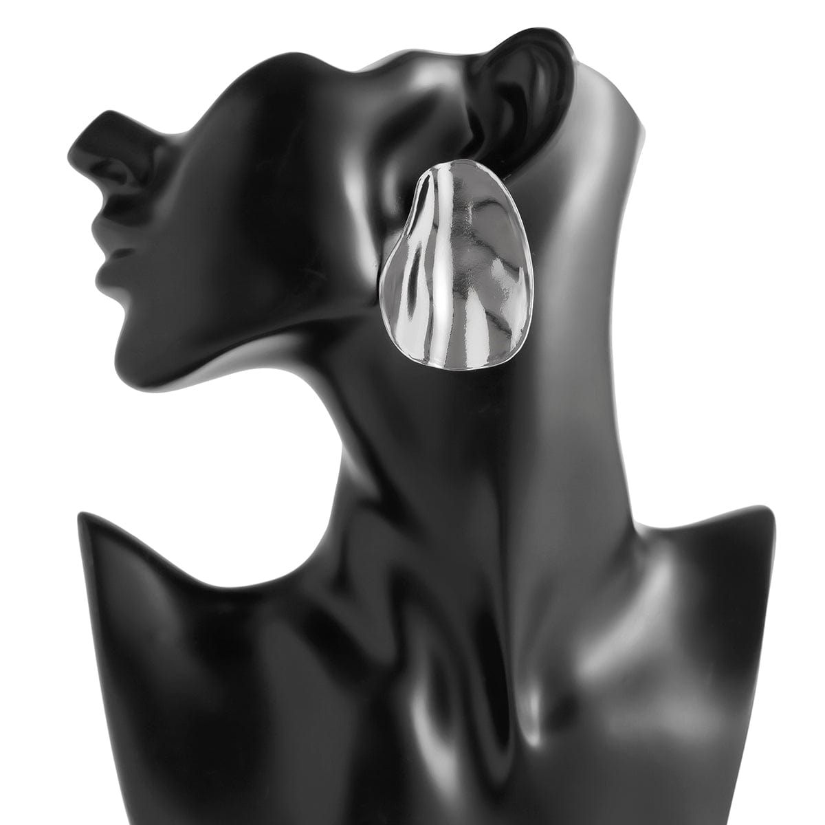 Geometric Chunky Pleated Oval Earrings - ArtGalleryZen