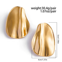 Thumbnail for Geometric Chunky Pleated Oval Earrings - ArtGalleryZen