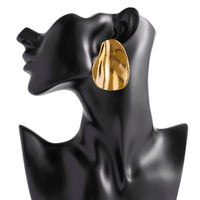 Thumbnail for Geometric Chunky Pleated Oval Earrings - ArtGalleryZen