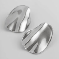 Thumbnail for Geometric Chunky Pleated Oval Earrings - ArtGalleryZen