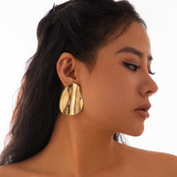 Thumbnail for Geometric Chunky Pleated Oval Earrings