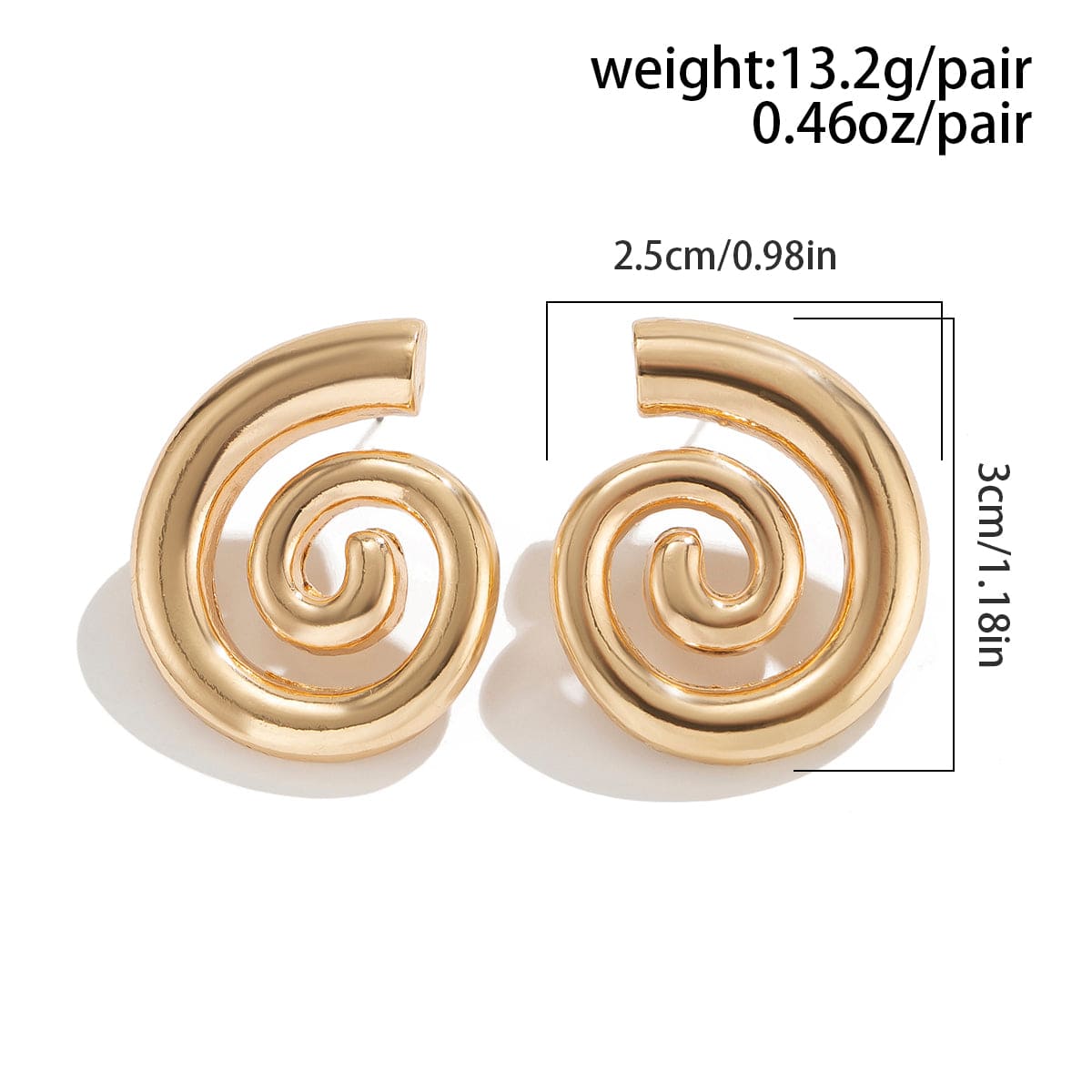 Geometric Chunky Spiral Round Stud Earrings