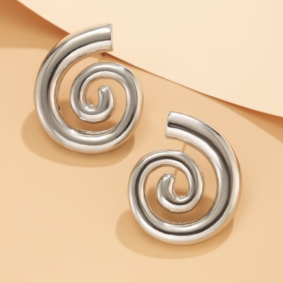 Geometric Chunky Spiral Round Stud Earrings