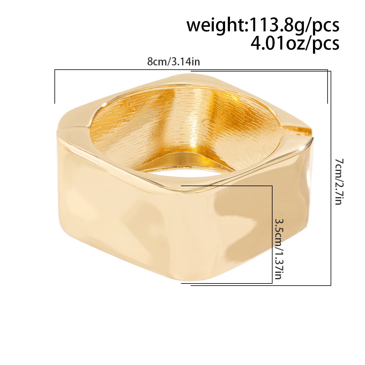 Geometric Chunky Square Wide Cuff Bangle Bracelet