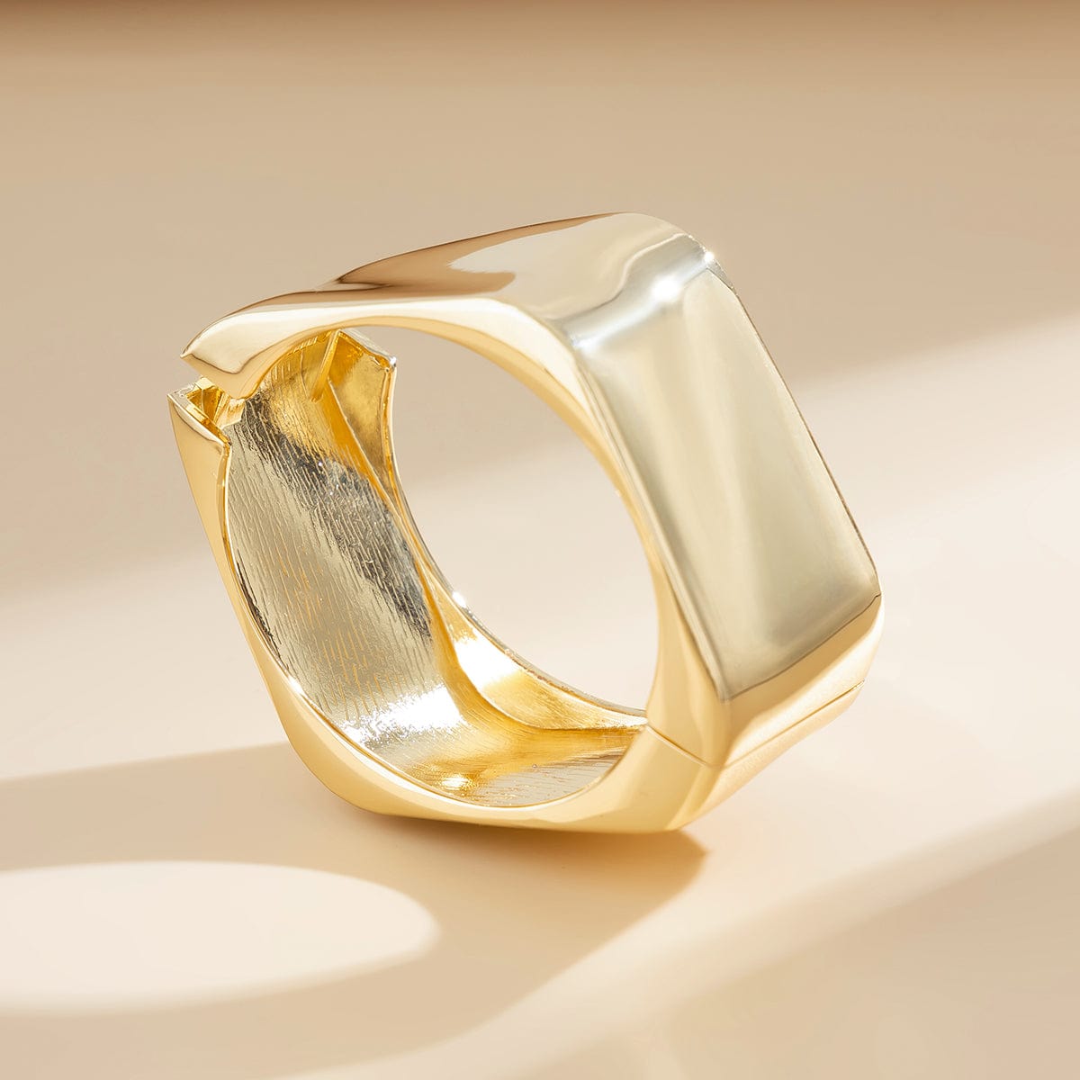 Geometric Chunky Square Wide Cuff Bangle Bracelet