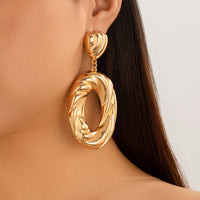 Thumbnail for Geometric Chunky Textured Dangling Hoop Earrings