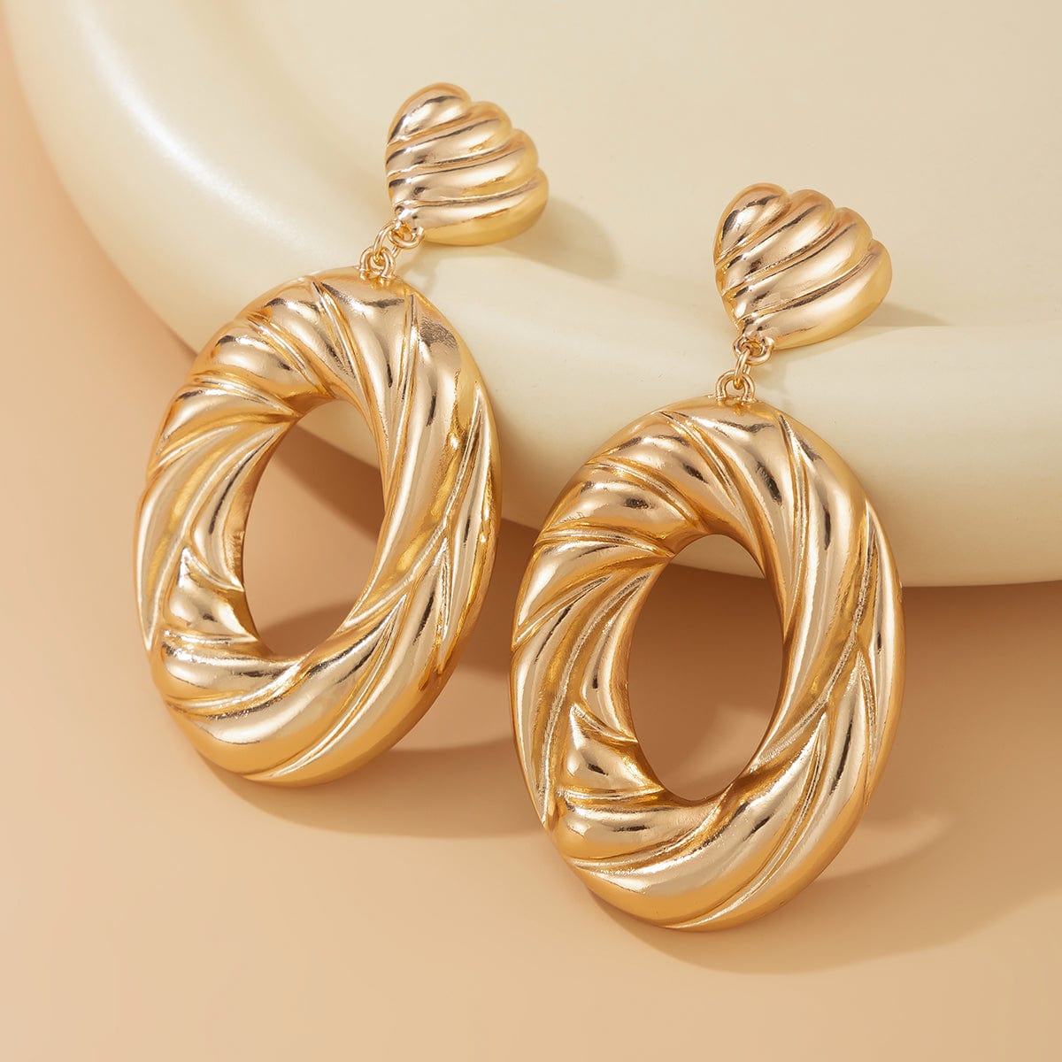 Geometric Chunky Textured Dangling Hoop Earrings