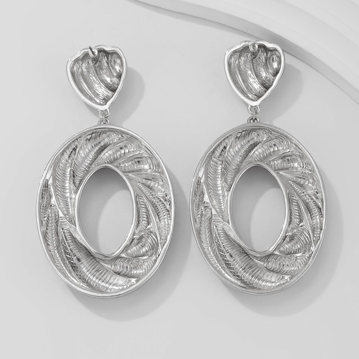 Geometric Chunky Textured Dangling Hoop Earrings