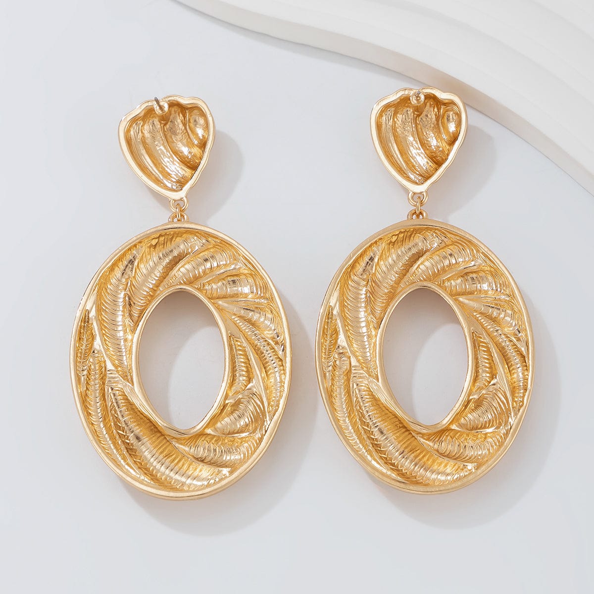 Geometric Chunky Textured Dangling Hoop Earrings