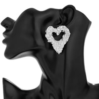 Thumbnail for Geometric Chunky Textured Hollow Heart Earrings - ArtGalleryZen