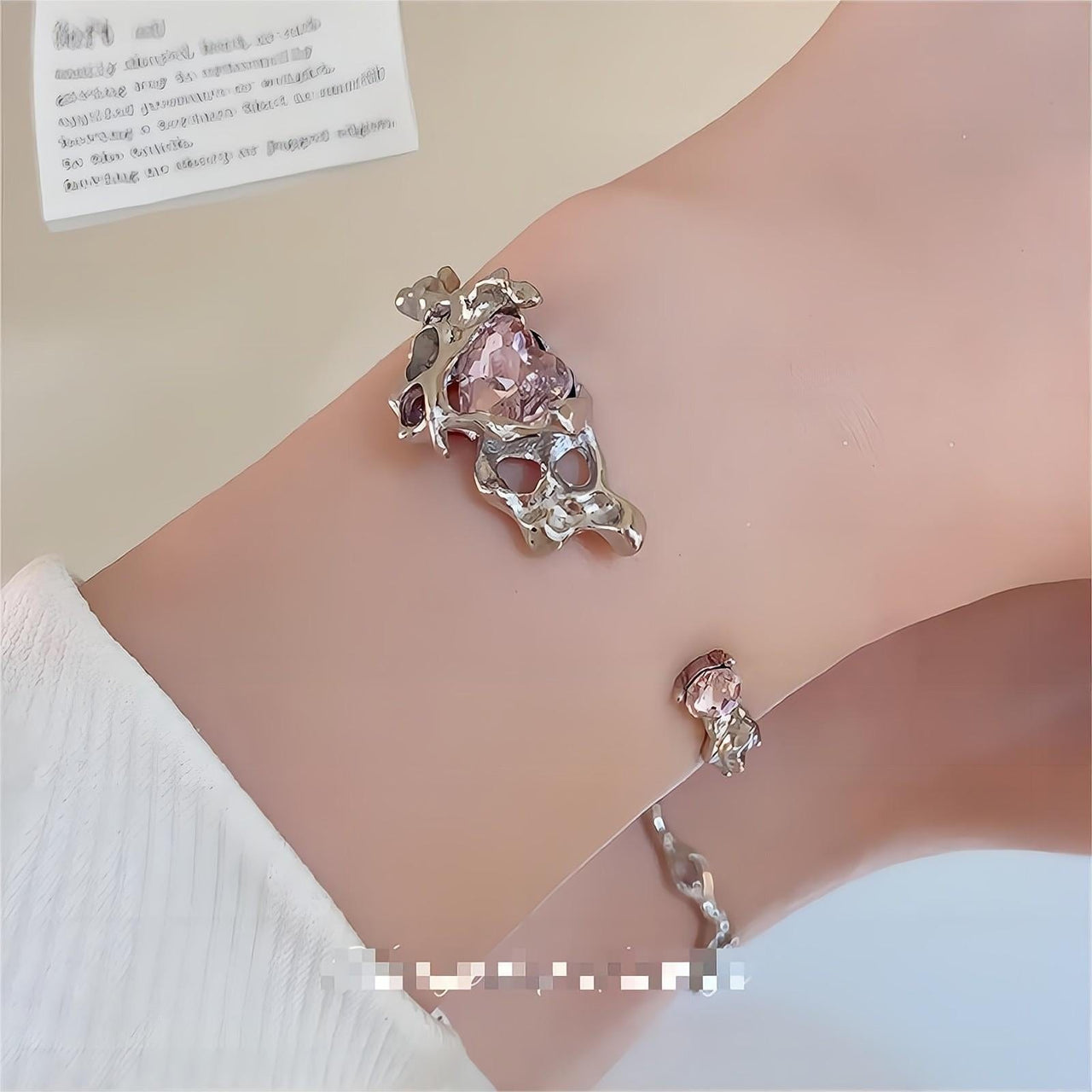 Geometric Crystal Heart Bangle Bracelet - ArtGalleryZen