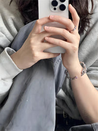 Thumbnail for Geometric Crystal Heart Bangle Bracelet - ArtGalleryZen