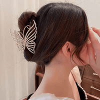 Thumbnail for Geometric Crystal Pearl Inlaid Butterfly Chignon Claw Clip Hair Clip - ArtGalleryZen