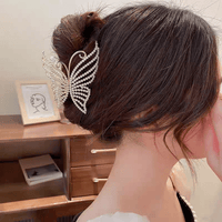 Thumbnail for Geometric Crystal Pearl Inlaid Butterfly Chignon Claw Clip Hair Clip - ArtGalleryZen