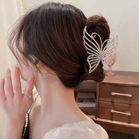 Thumbnail for Geometric Crystal Pearl Inlaid Butterfly Chignon Claw Clip Hair Clip - ArtGalleryZen