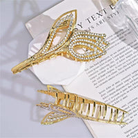 Thumbnail for Geometric Crystal Pearl Inlaid Tulip Chignon Claw Clip Hair Clip - ArtGalleryZen