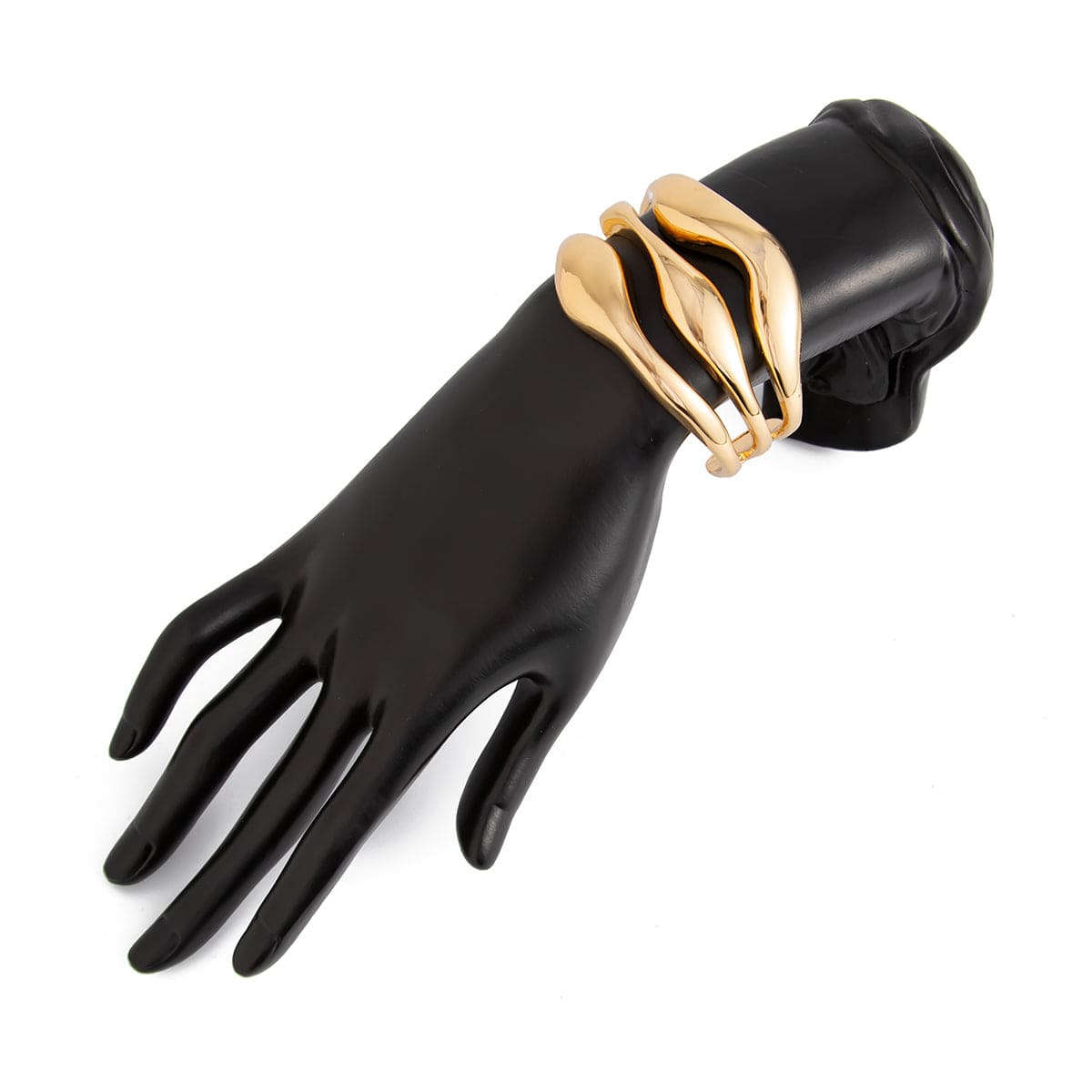 Geometric Curved Hollow Wide Cuff Bangle Bracelet - ArtGalleryZen