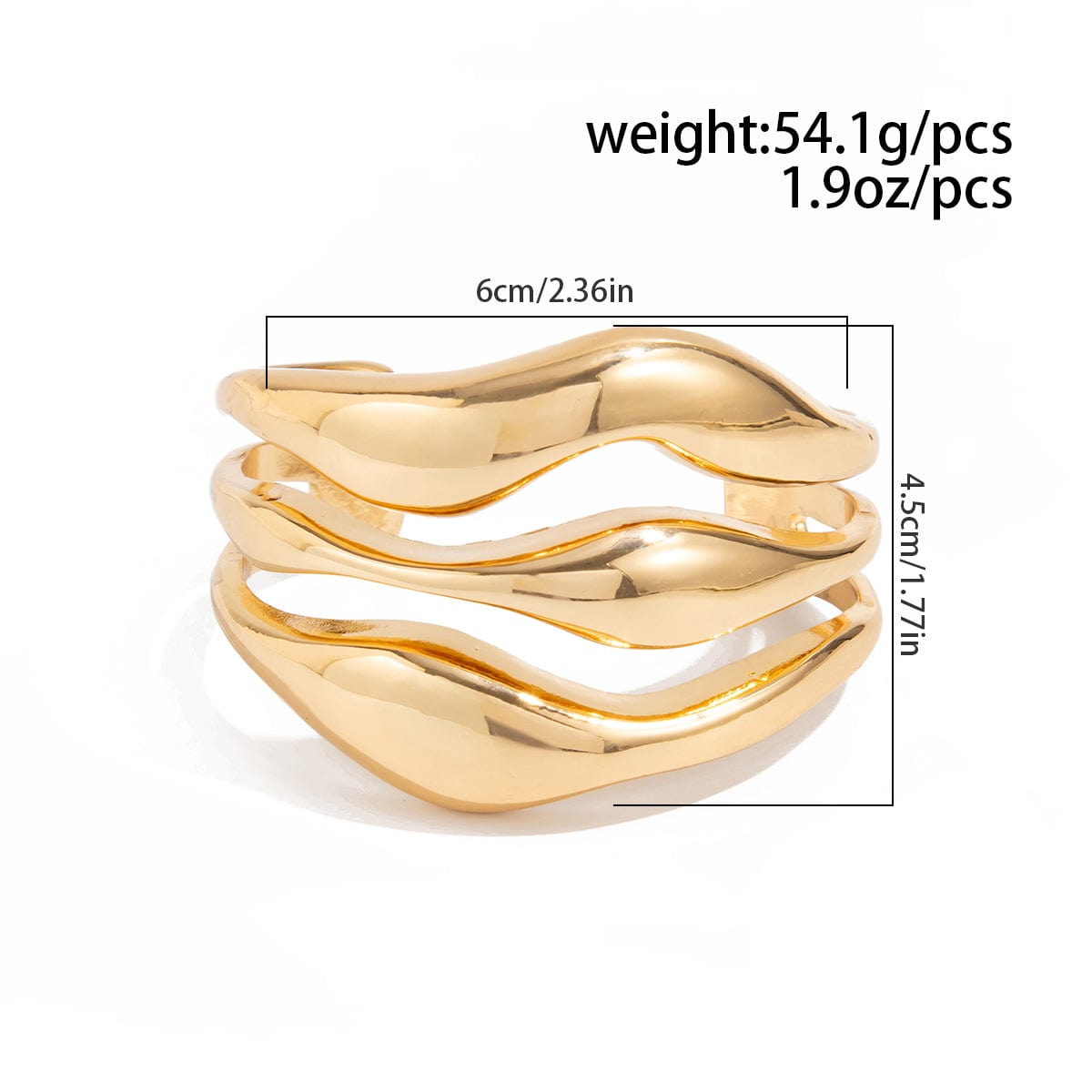 Geometric Curved Hollow Wide Cuff Bangle Bracelet - ArtGalleryZen